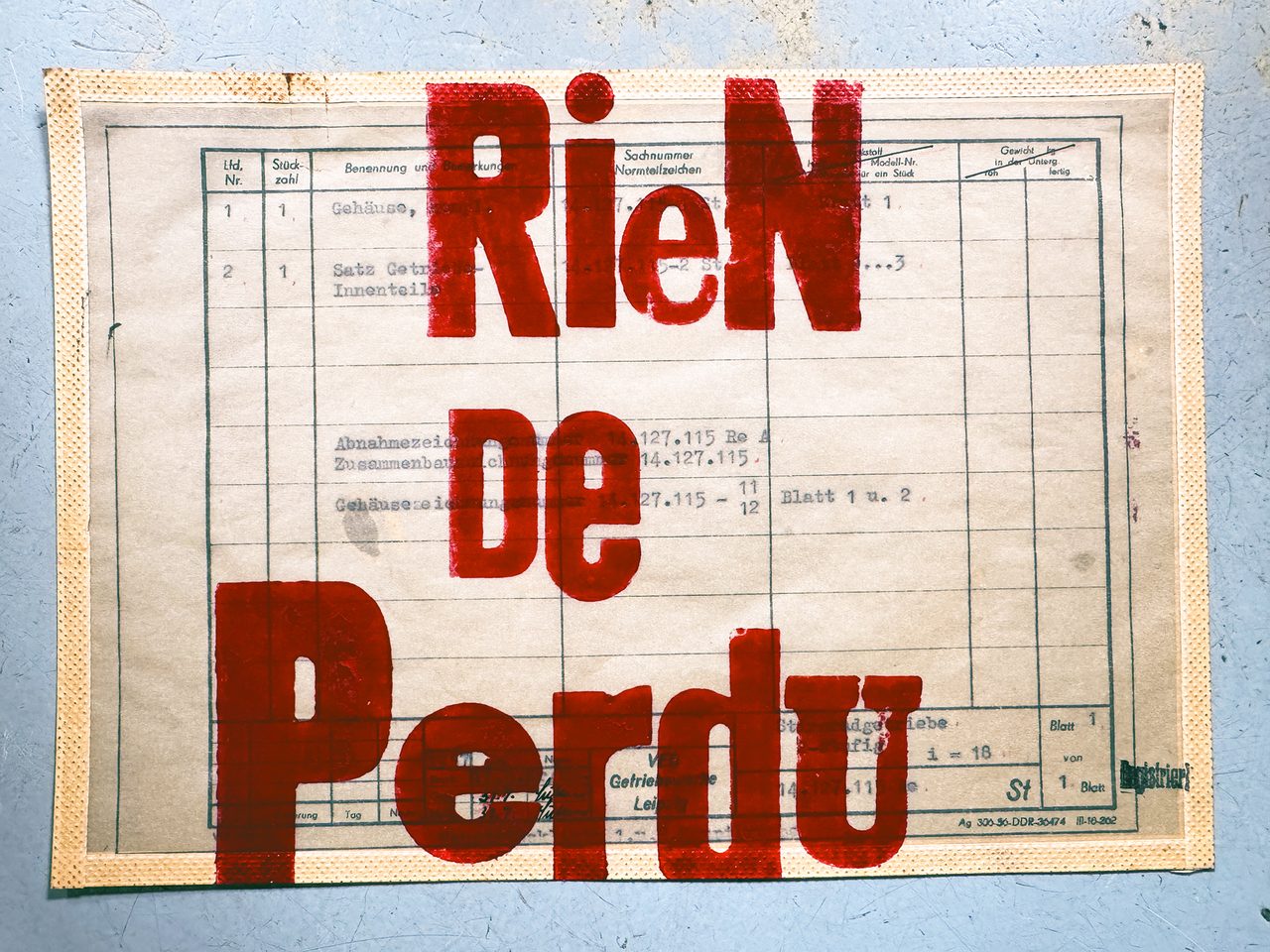 Rien de Perdu — group show, exhibition poster