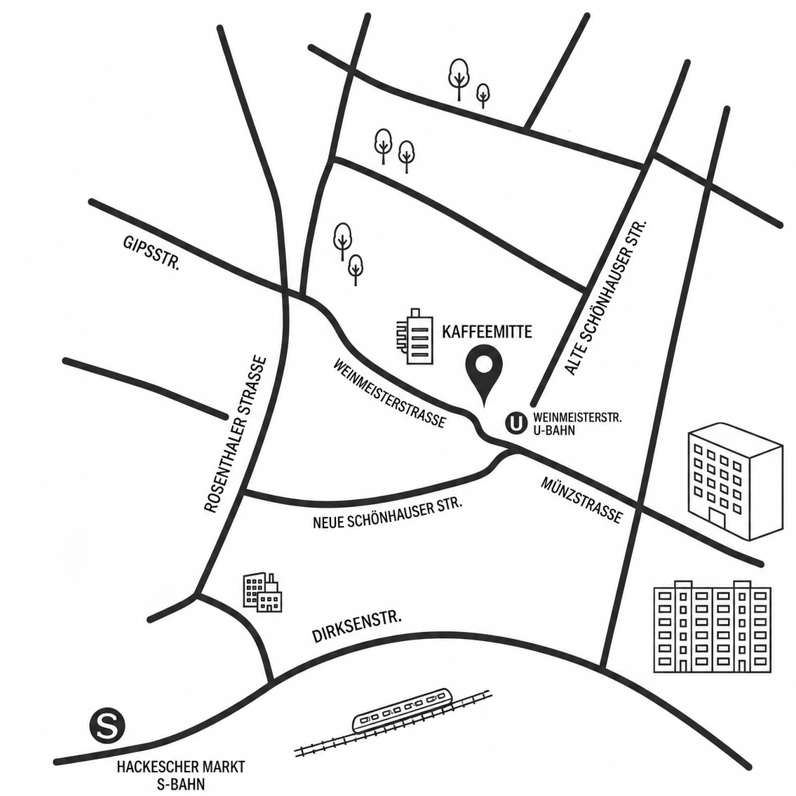 Karte: Kaffeemitte, Weinmeisterstraße 9a, 10178 Berlin Mitte